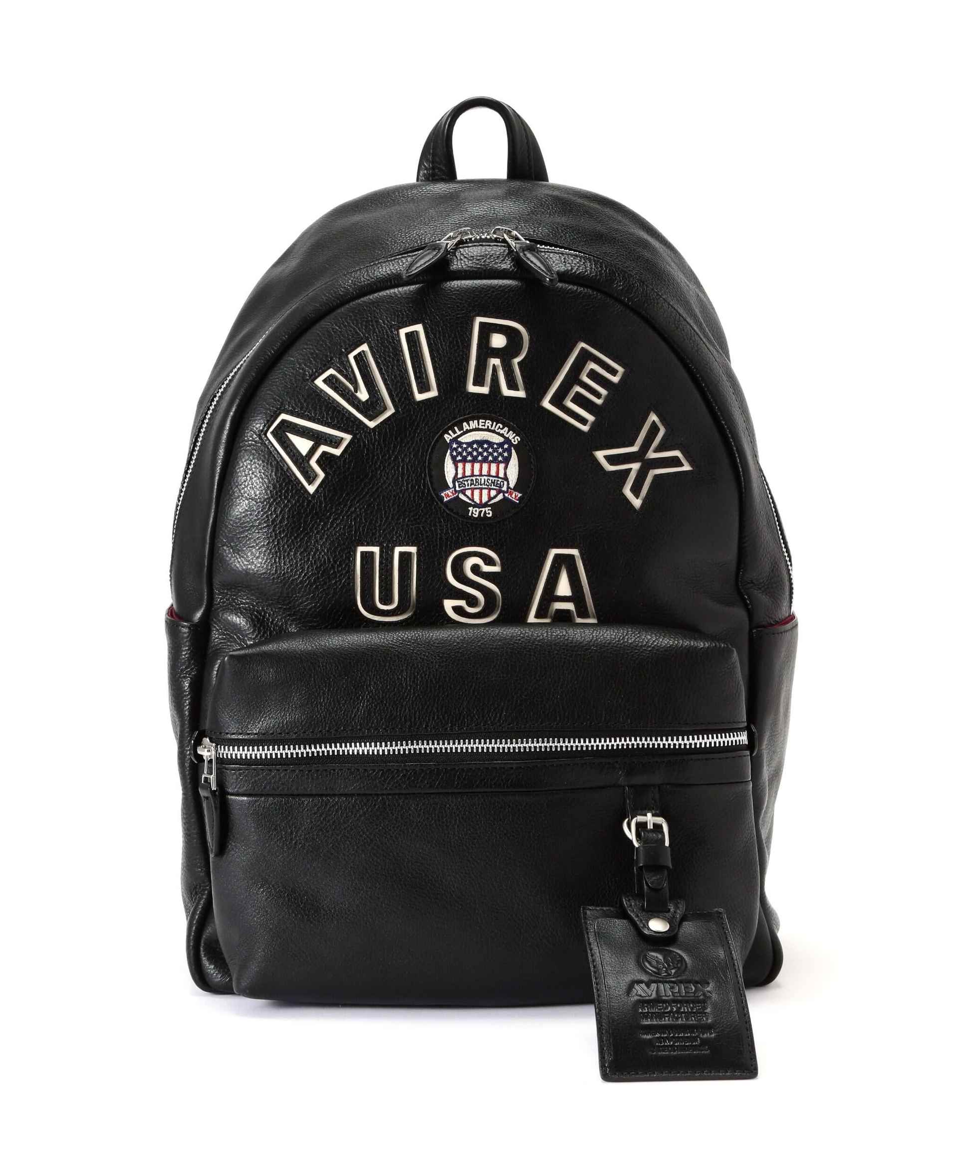 VA>SITY LEATHE> DAYPACK/ バーシティレザーデイパック /AVX5628 ブラック