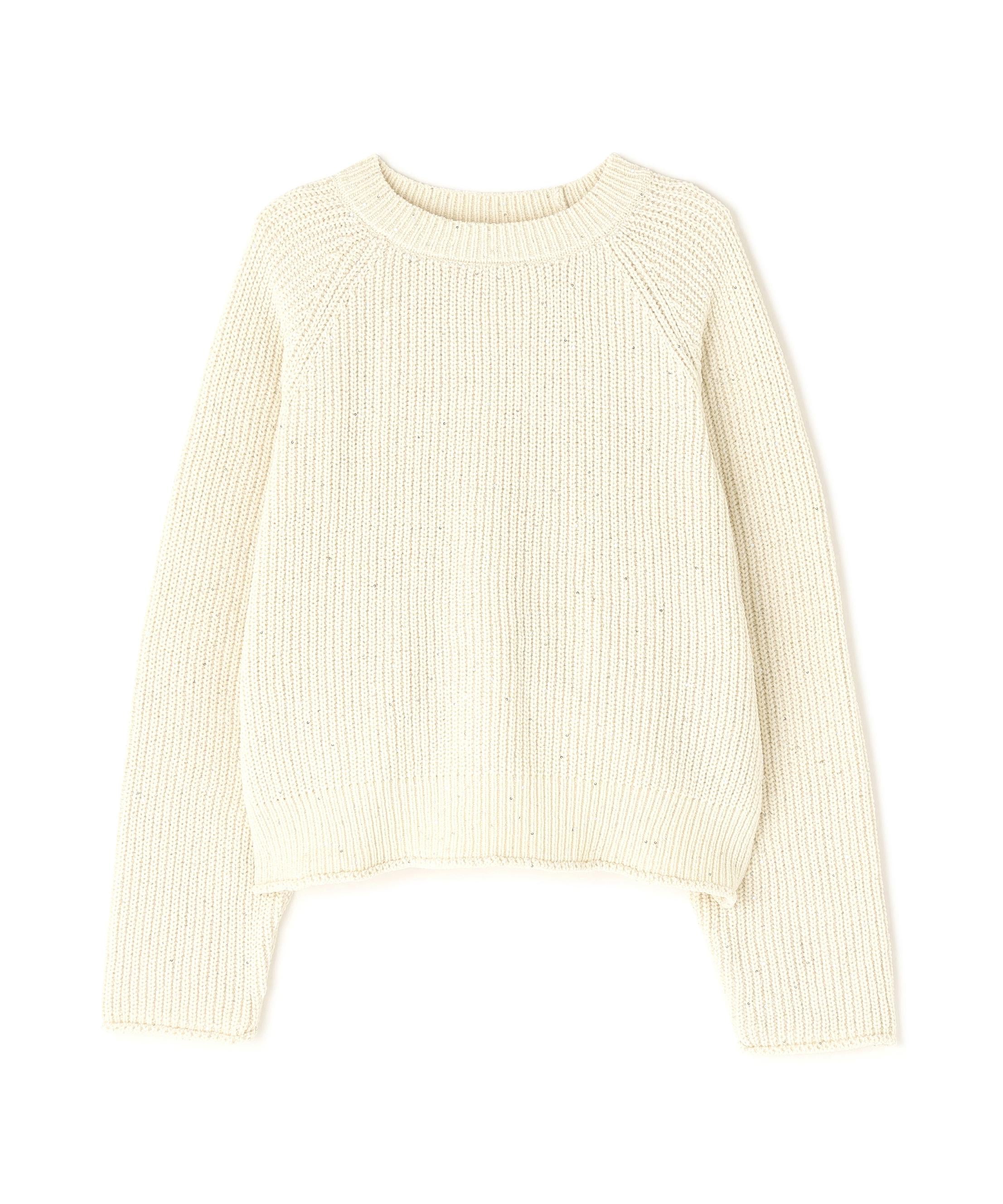 スパンコールモールニット オフホワイト1