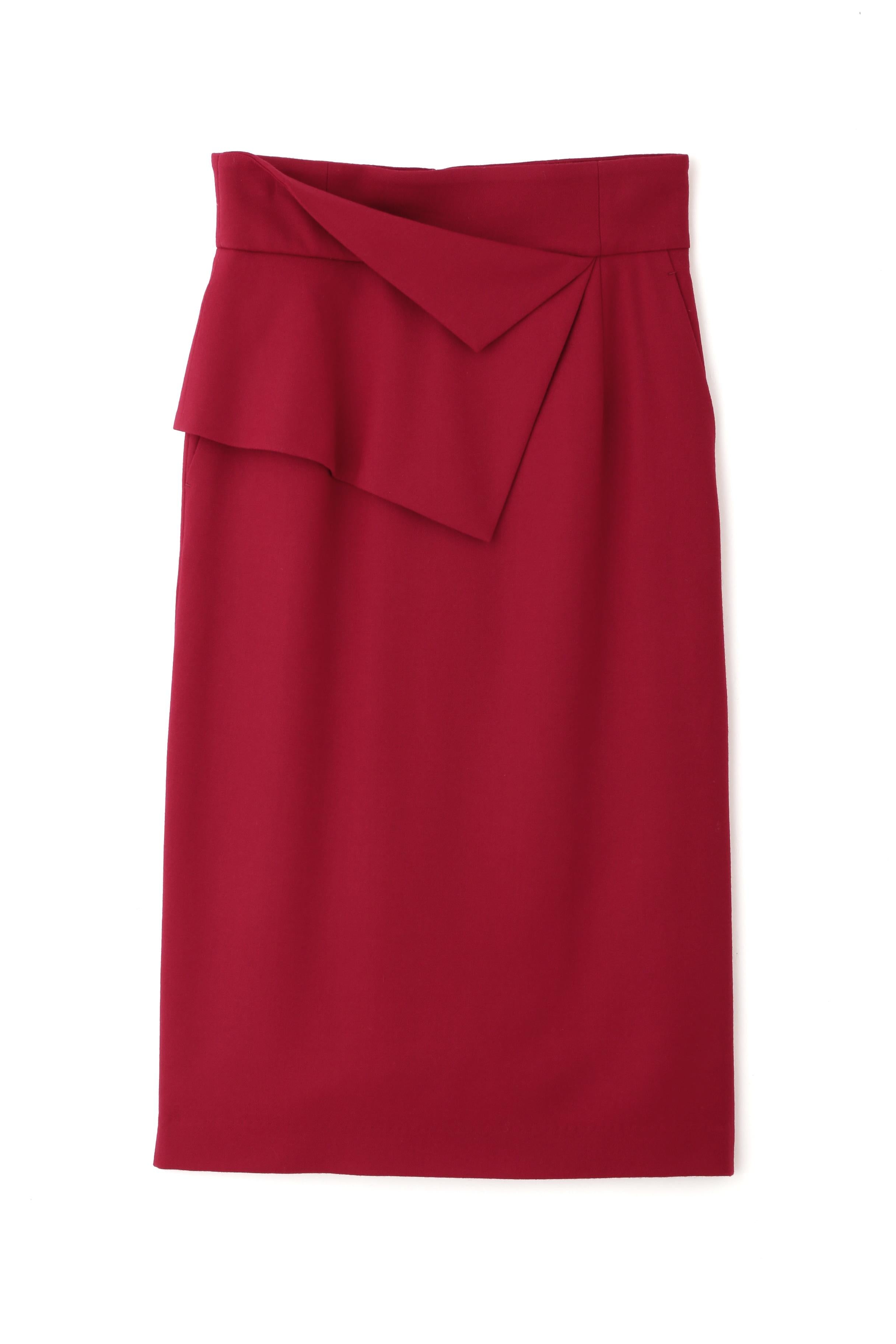 ◆ペプラムフラノスカート レッド