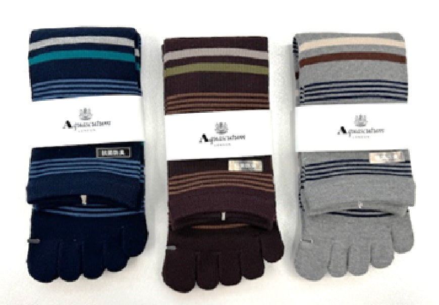 アクアスキュータム Aquascutum AQ5本指ボーダークルー （ネイビー） ネイビー