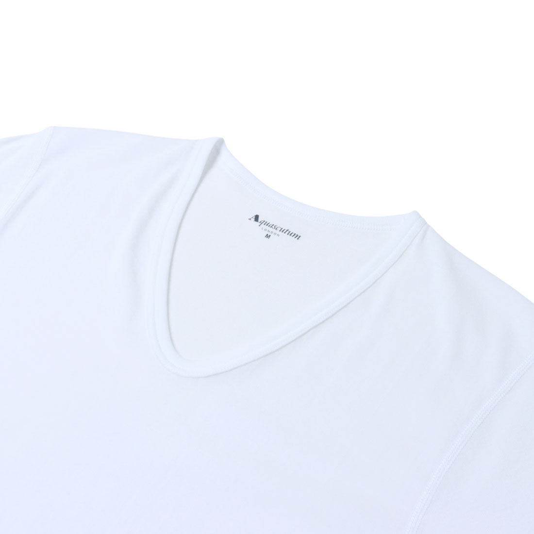 アクアスキュータム Aquascutum AQ半袖U首/強撚 （ホワイト） ホワイト