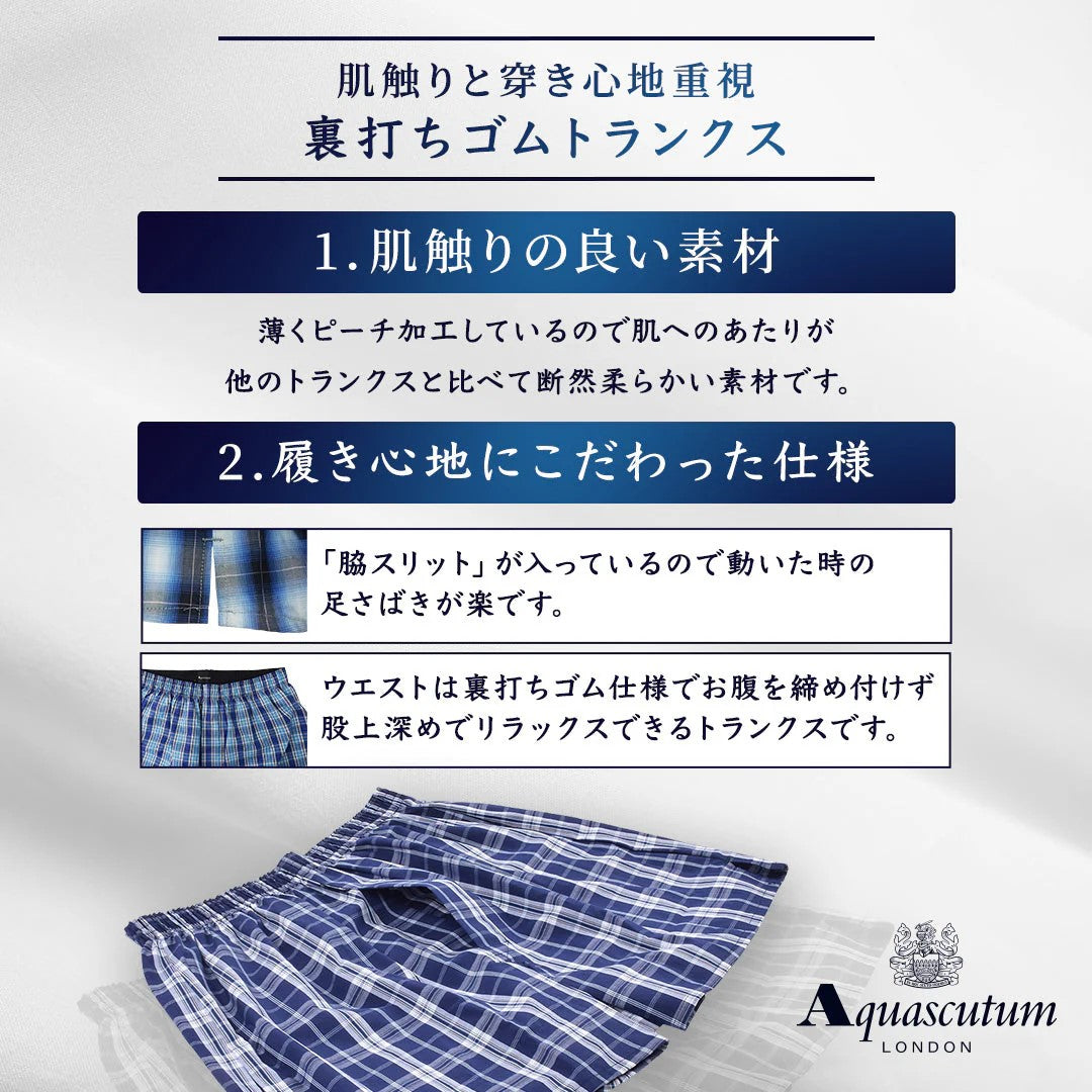 アクアスキュータム Aquascutum AQトランクス/25S-チェックF-裏打ちゴム 【返品不可商品】 （ネイビー） ネイビー