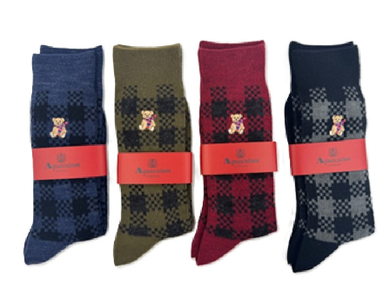 アクアスキュータム Aquascutum AQチェックベア （ネイビー） ネイビー