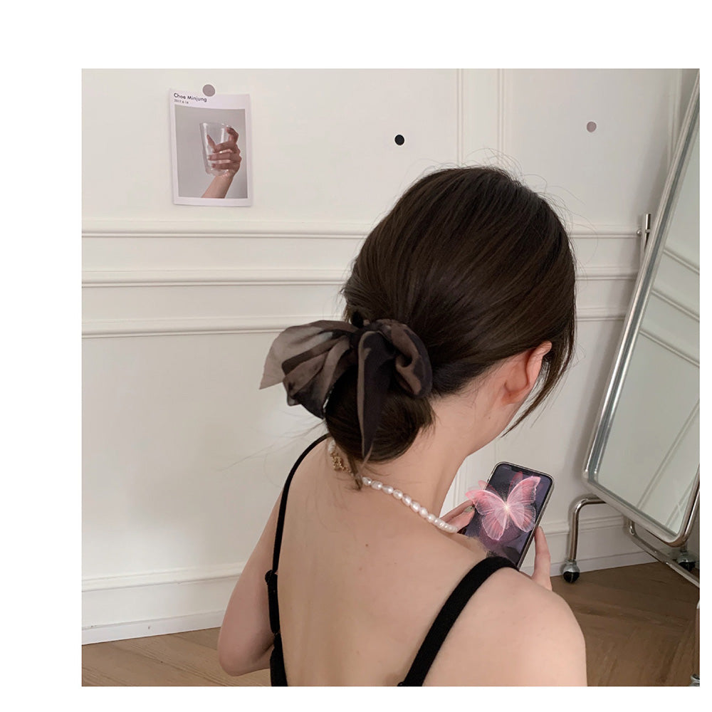 アンドカワイイ And Kawaii シュシュ ヘアゴム ニュアンスタイダイ柄リボン 韓国風 （ブラウングラデーション） ブラウングラデーション