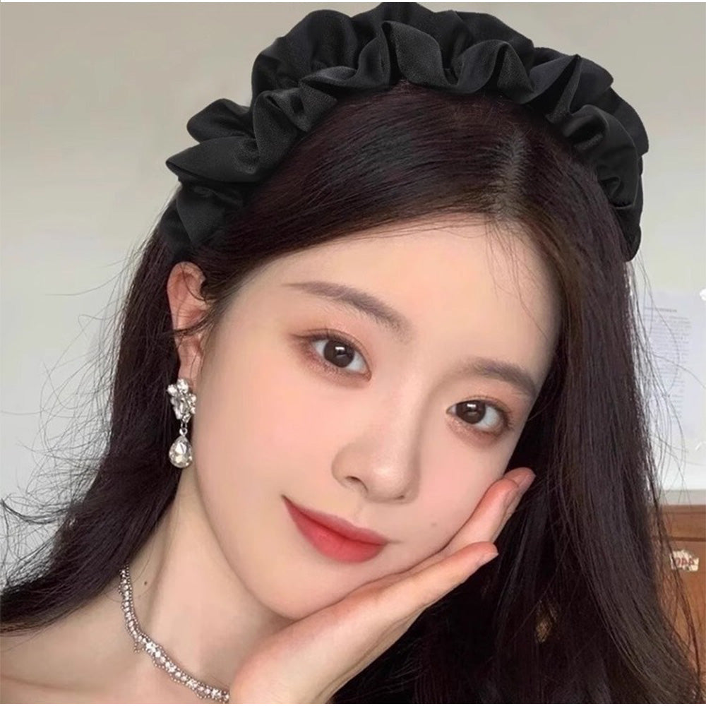 アンドカワイイ And Kawaii カチューシャ ボリュームギャザー 小顔効果 大人可愛いヘアアクセ 韓国アイドル風 （ブラック） ブラック
