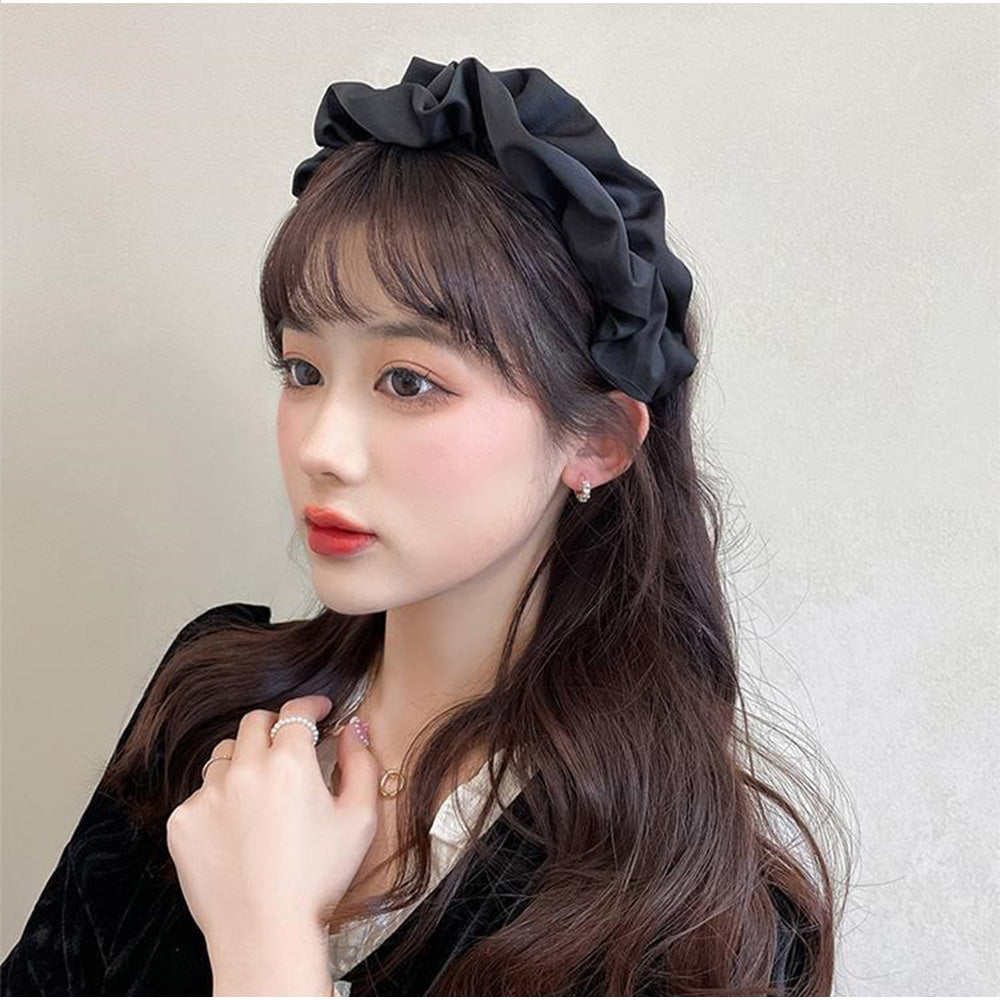 アンドカワイイ And Kawaii カチューシャ ボリュームギャザー 小顔効果 大人可愛いヘアアクセ 韓国アイドル風 （ブラック） ブラック