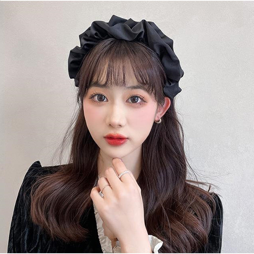 アンドカワイイ And Kawaii カチューシャ ボリュームギャザー 小顔効果 大人可愛いヘアアクセ 韓国アイドル風 （ブラック） ブラック