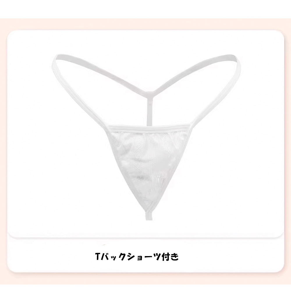 アンドカワイイ And Kawaii ベビードール セクシーメイド風ランジェリー 5点セット レッドリボン 勝負ランジェリー （ホワイト） ホワイト