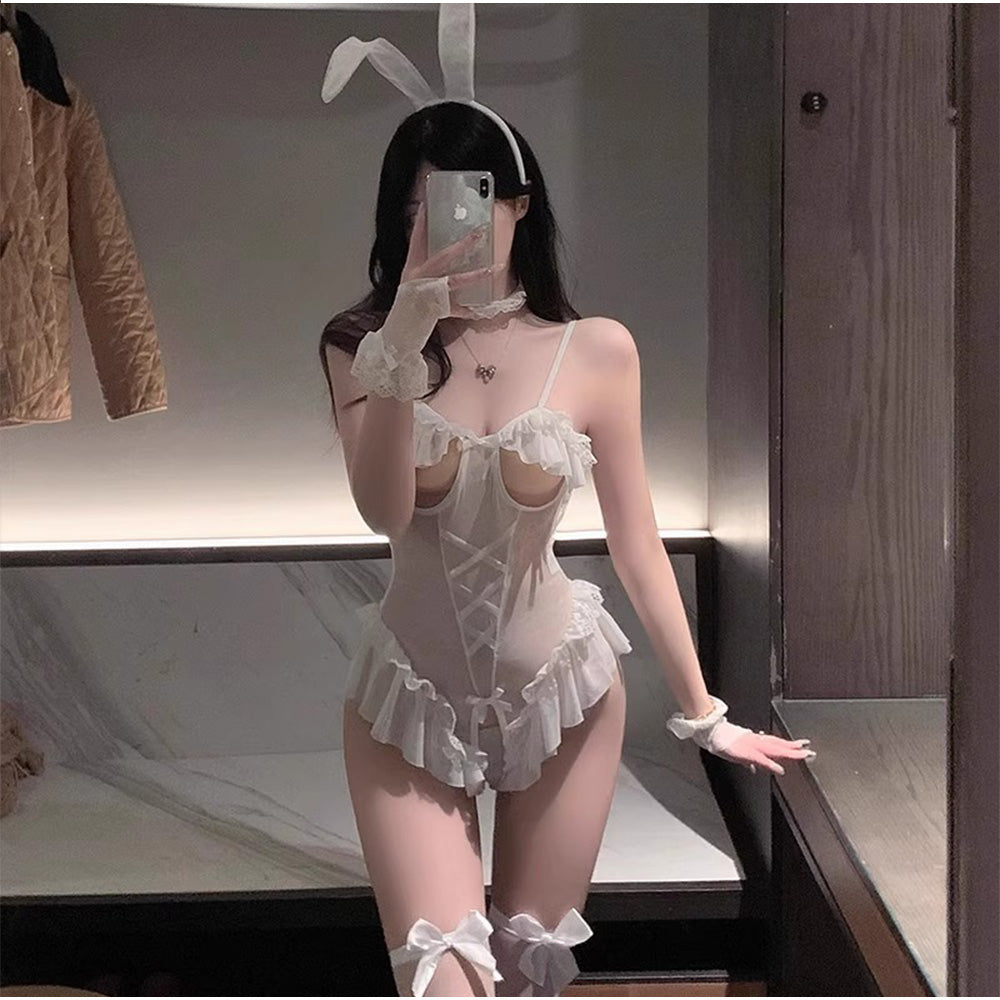 アンドカワイイ And Kawaii ベビードール セクシーランジェリー 可愛さ メイド風ランジェリー 韓国風 （ホワイト） ホワイト