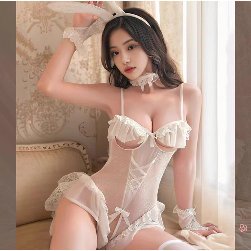 アンドカワイイ And Kawaii ベビードール セクシーランジェリー 可愛さ メイド風ランジェリー 韓国風 （ホワイト） ホワイト