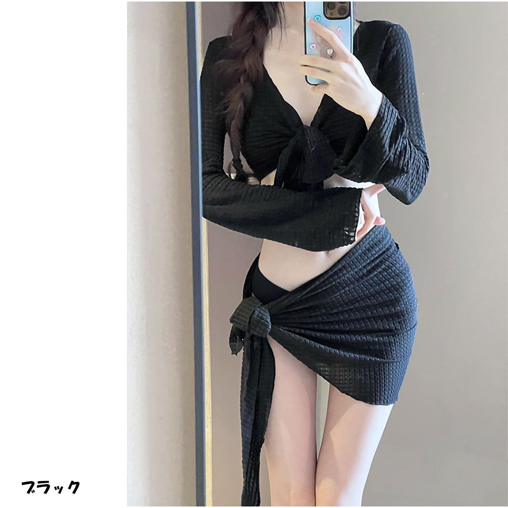 アンドカワイイ And Kawaii 水着セット シアーリボンセットアップ4点セット リゾート・ビーチ・ルームウェア【返品不可商品】 （ブラック） ブラック