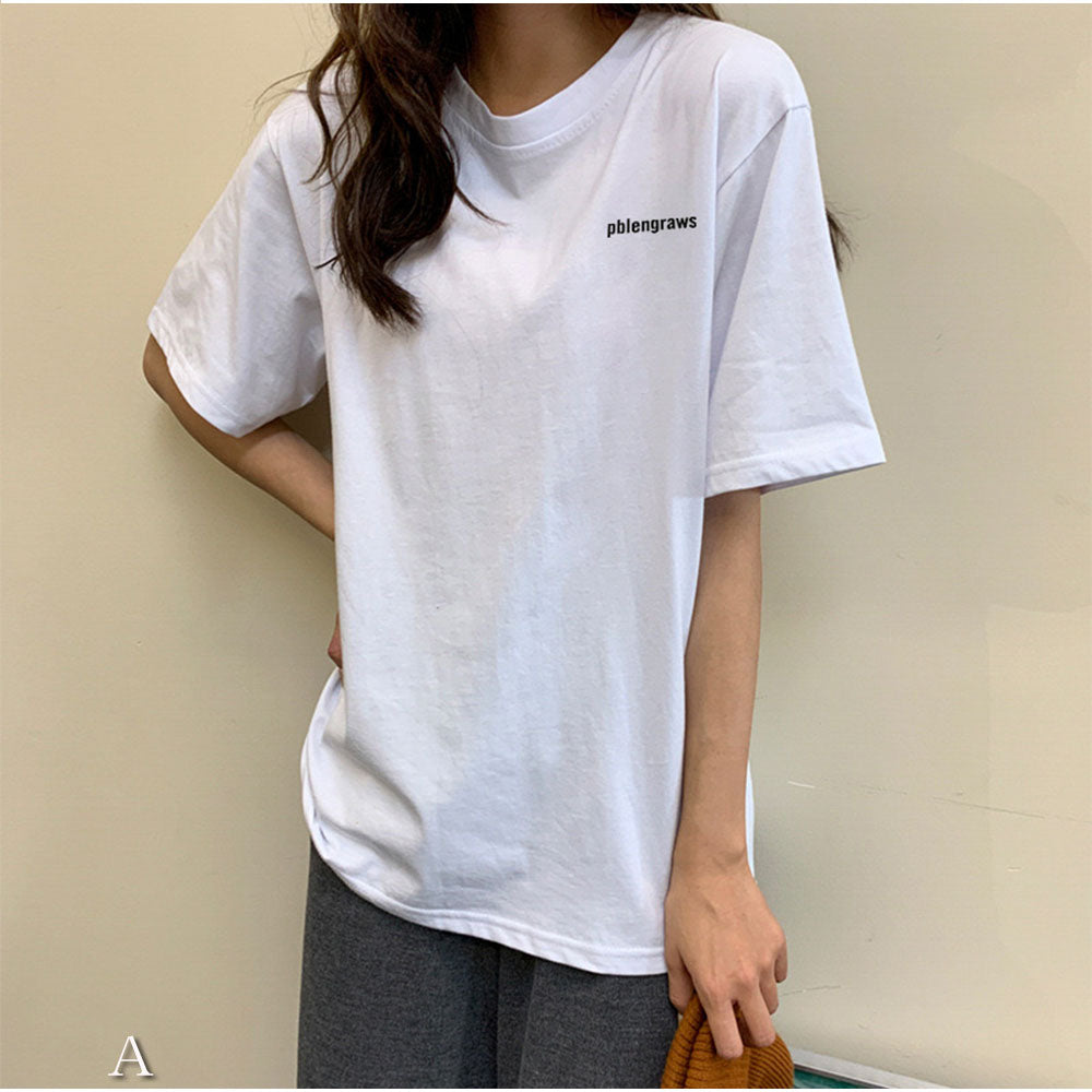 Andkawai和Kawaii T-襯衫棉棉套夏季鬆散的徽標印花頂