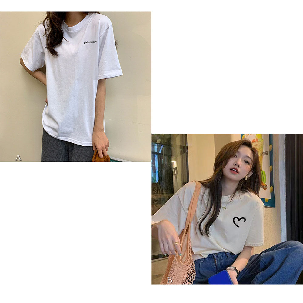 Andkawai和Kawaii T-襯衫棉棉套夏季鬆散的徽標印花頂