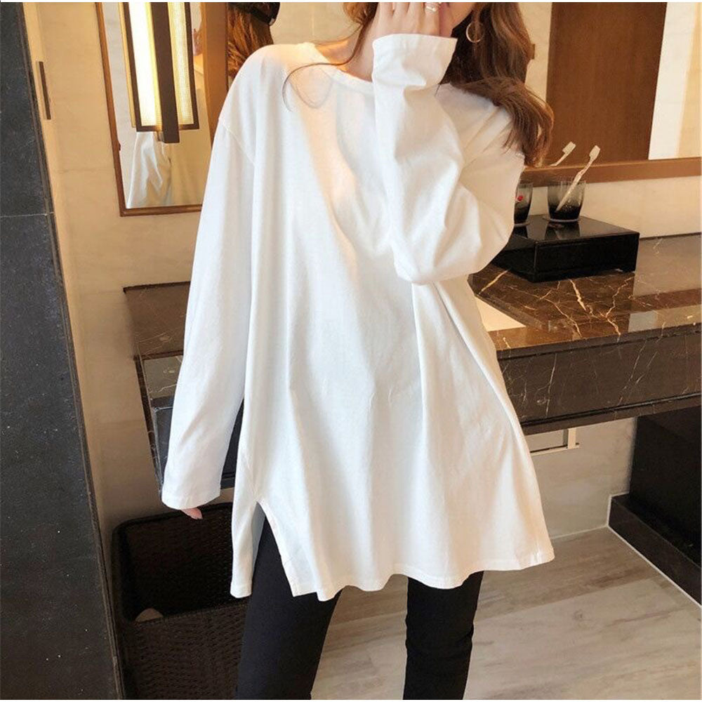 Andkawai和Kawaii T-襯衫縫隙縫隙女士stlong t -shirt襯衫韓國人物覆蓋休閒上衣