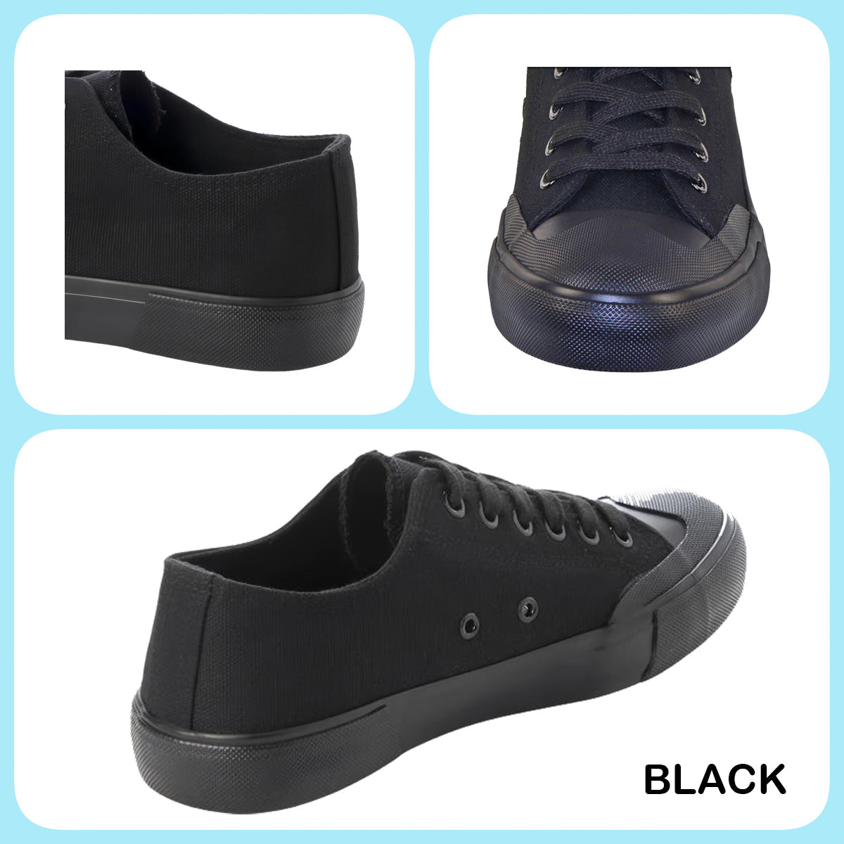 Anywalk Unisex Basketball Shoes Low Cut Sneakers Canvas Shoes Cup Insole Women Men aw_23556 Black
