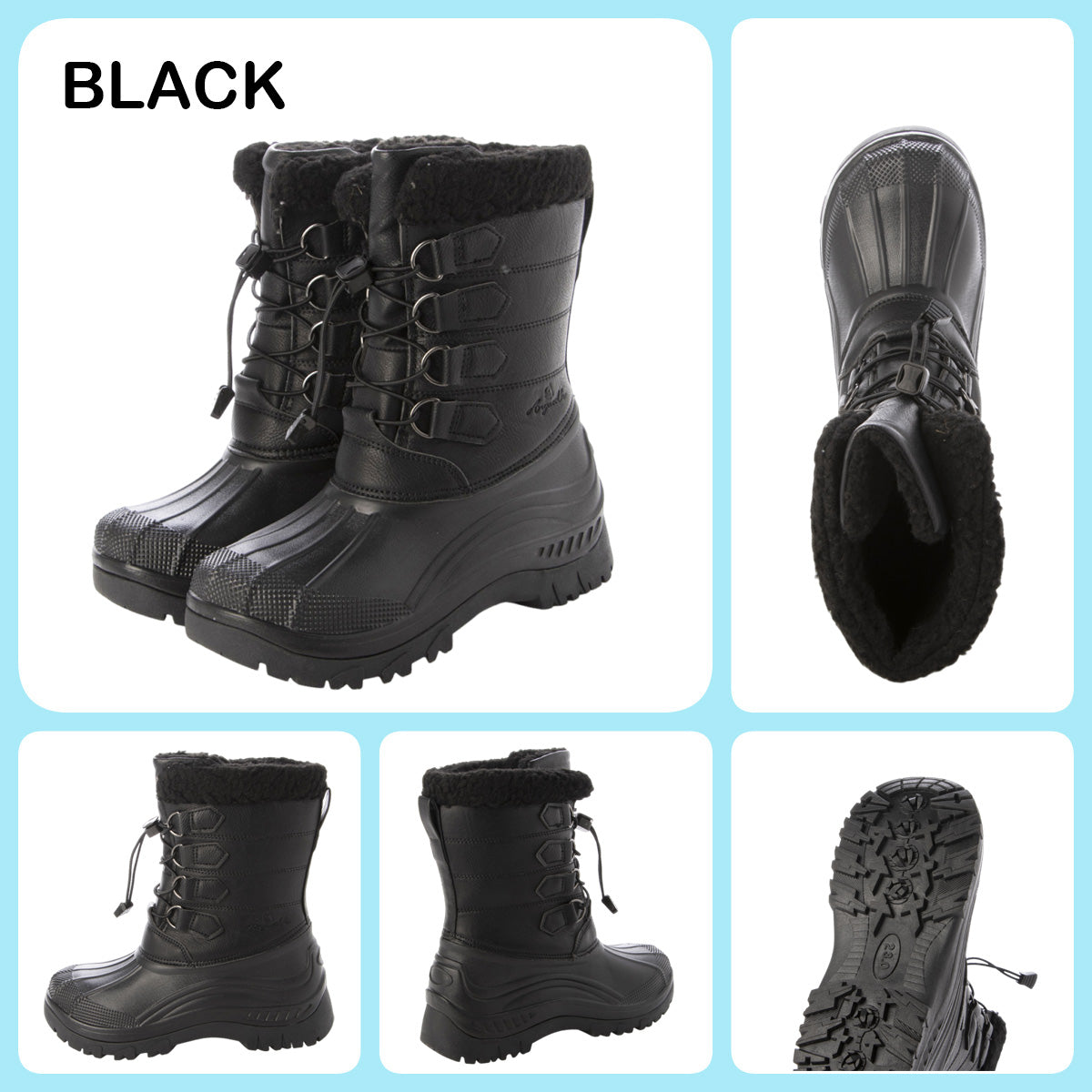 Anywalk Unisex Cold-Resistant Waterproof Down Boots Snow Shoes Insulated Boots Boa Fleece Material Filled with Cotton Wide Fit Non-Slip Sole aw_24341