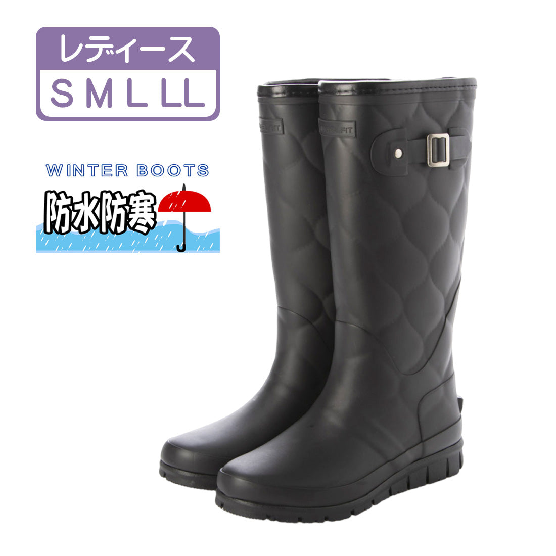 Angel FiT Women's Jockey-style Rubber Rain Boots Waterproof Cold-resistant Boots Suitable for Heavy Snow Areas Cold Protection Weatherproofing Flexibility Wide Width af_24063