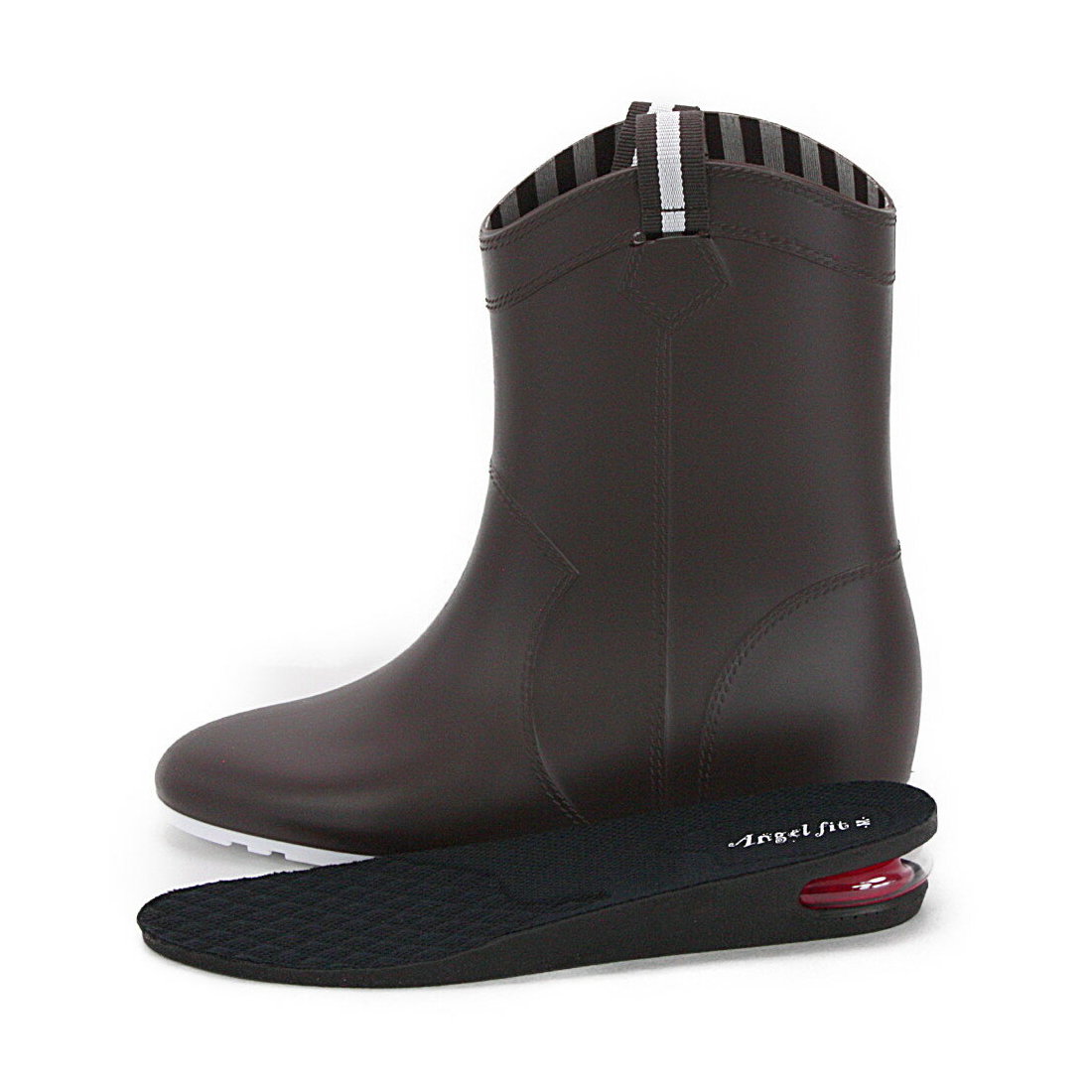 Angel Fit Women's Rain Boots Mid-Length Boots Secret Air In-Heel Simple Rain Boots af_18034