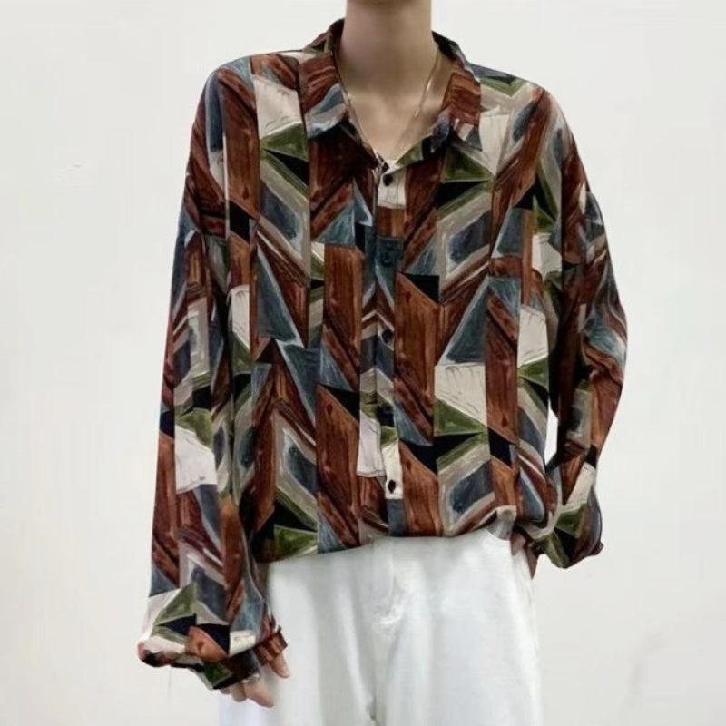 At Marvelous Shirts, Geometric Patterns, Floral Patterns, Flashy, Men's, Cool, Stylish, Long Sleeves, Graphic, All-Over Pattern, All-Over Print, Patterned Shirts, Clean, Art, Korean Fashion