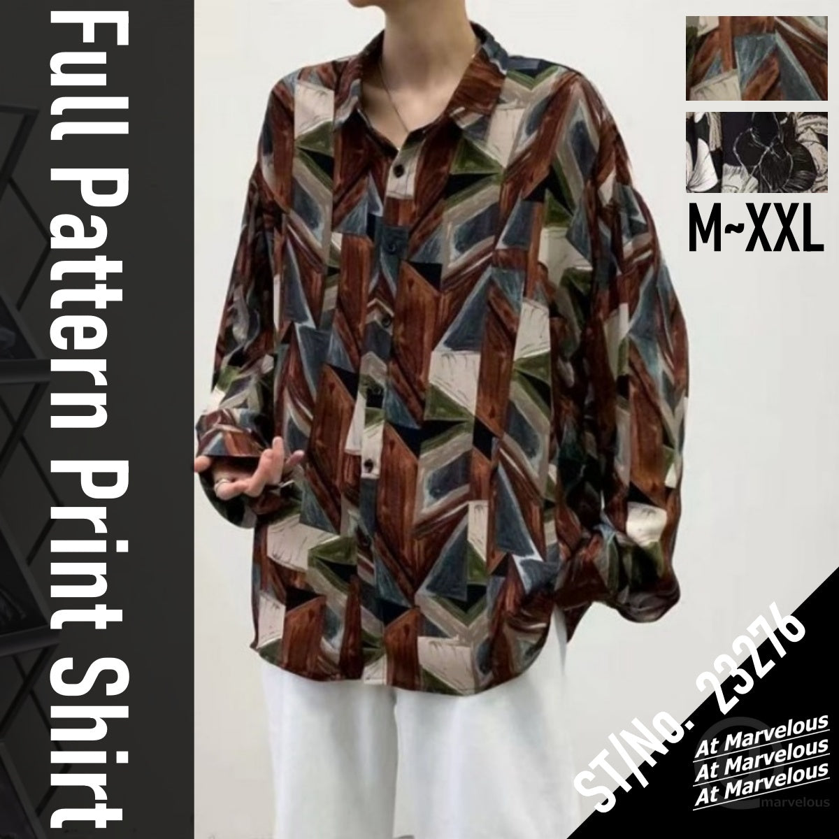 At Marvelous Shirts, Geometric Patterns, Floral Patterns, Flashy, Men's, Cool, Stylish, Long Sleeves, Graphic, All-Over Pattern, All-Over Print, Patterned Shirts, Clean, Art, Korean Fashion