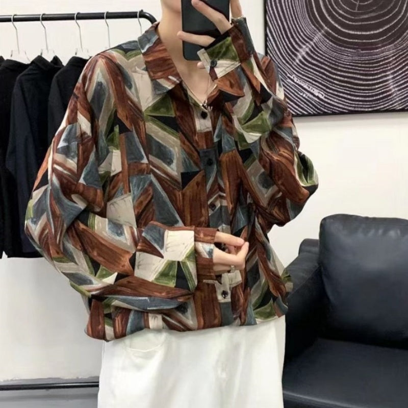 At Marvelous Shirts, Geometric Patterns, Floral Patterns, Flashy, Men's, Cool, Stylish, Long Sleeves, Graphic, All-Over Pattern, All-Over Print, Patterned Shirts, Clean, Art, Korean Fashion