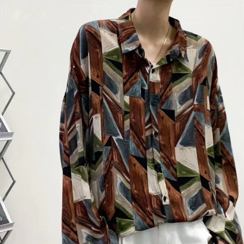 At Marvelous Shirts, Geometric Patterns, Floral Patterns, Flashy, Men's, Cool, Stylish, Long Sleeves, Graphic, All-Over Pattern, All-Over Print, Patterned Shirts, Clean, Art, Korean Fashion