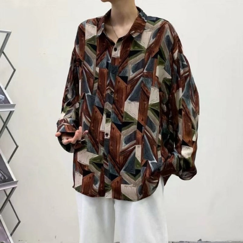 At Marvelous Shirts, Geometric Patterns, Floral Patterns, Flashy, Men's, Cool, Stylish, Long Sleeves, Graphic, All-Over Pattern, All-Over Print, Patterned Shirts, Clean, Art, Korean Fashion