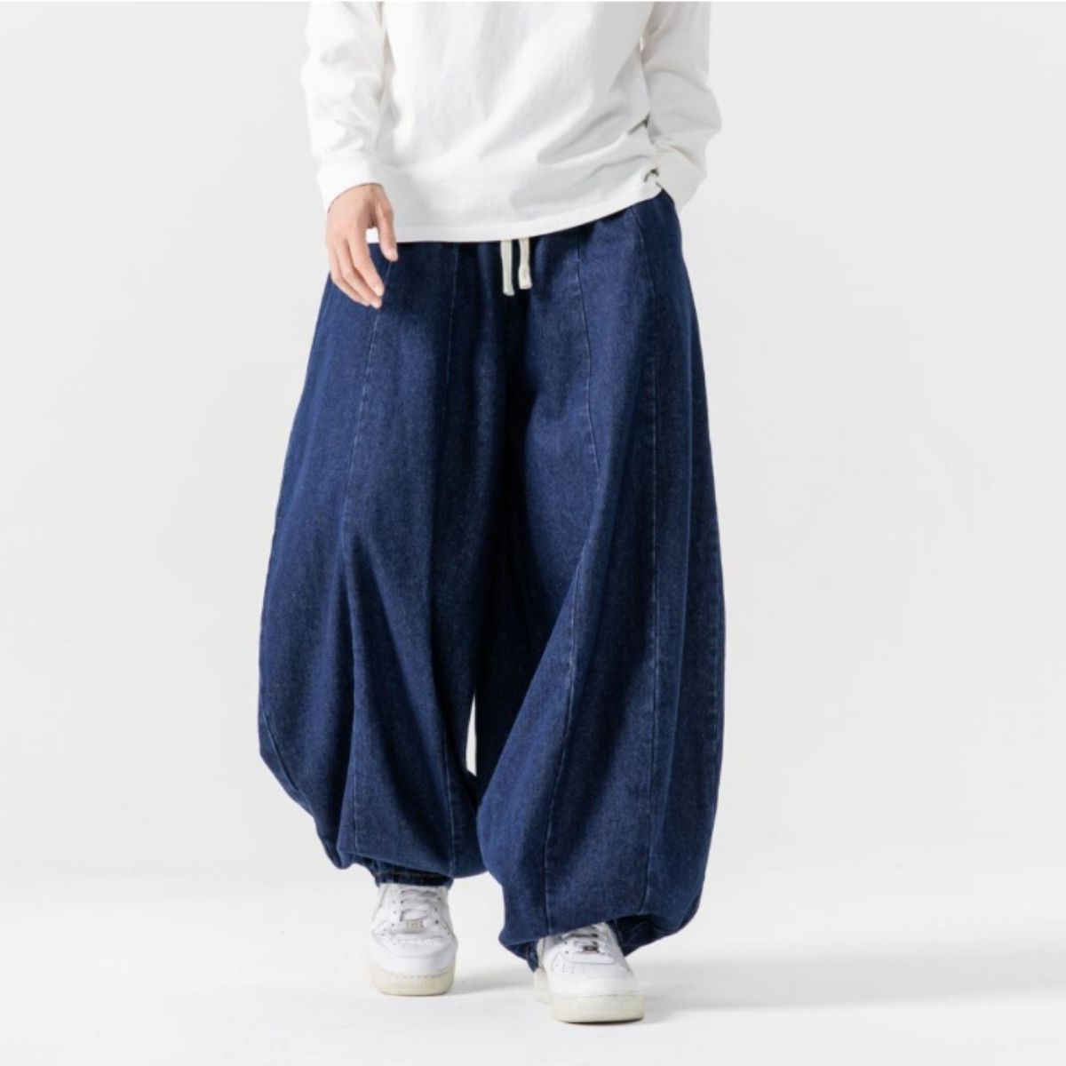 At Marvelous Denim Pants Wide Balloon Cocoon 3D Curve Three-dimensiona