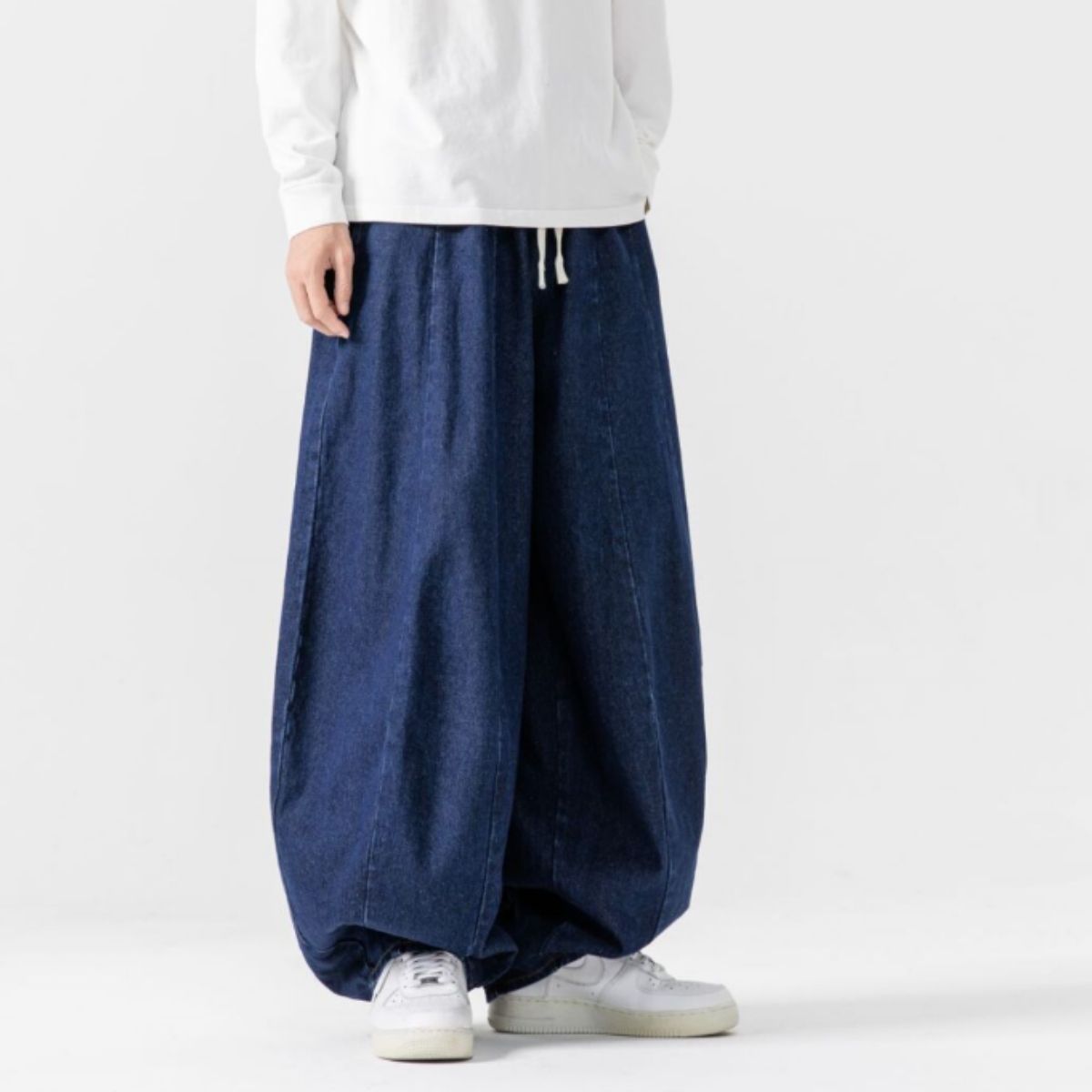 At Marvelous Denim Pants Wide Balloon Cocoon 3D Curve Three-dimensiona