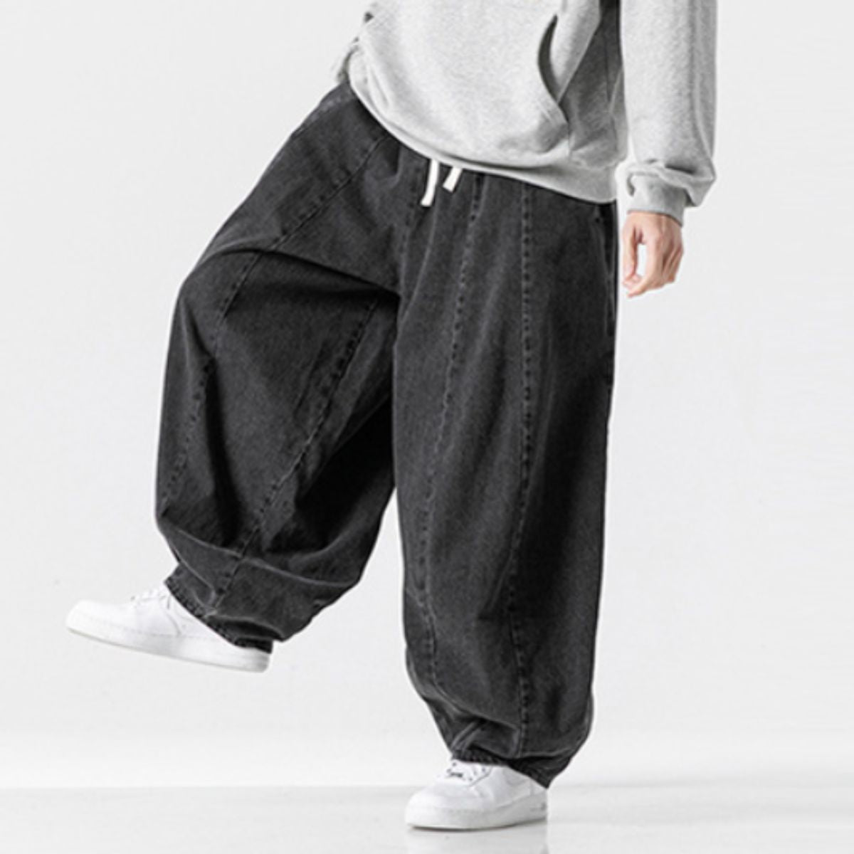 At Marvelous Denim Pants Wide Balloon Cocoon 3D Curve Three-dimensiona
