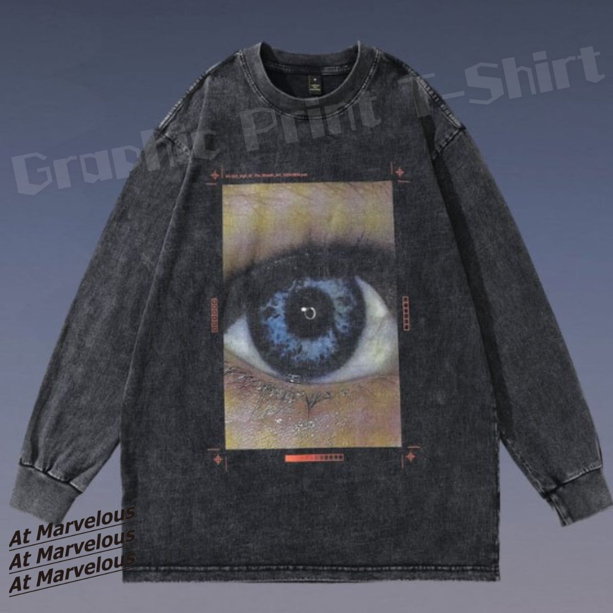 At Marvelous T-shirt, long sleeves, unisex, men's, unisex, punk rock, dance, hip hop, street, punkish, unevenly dyed, washed, dyed