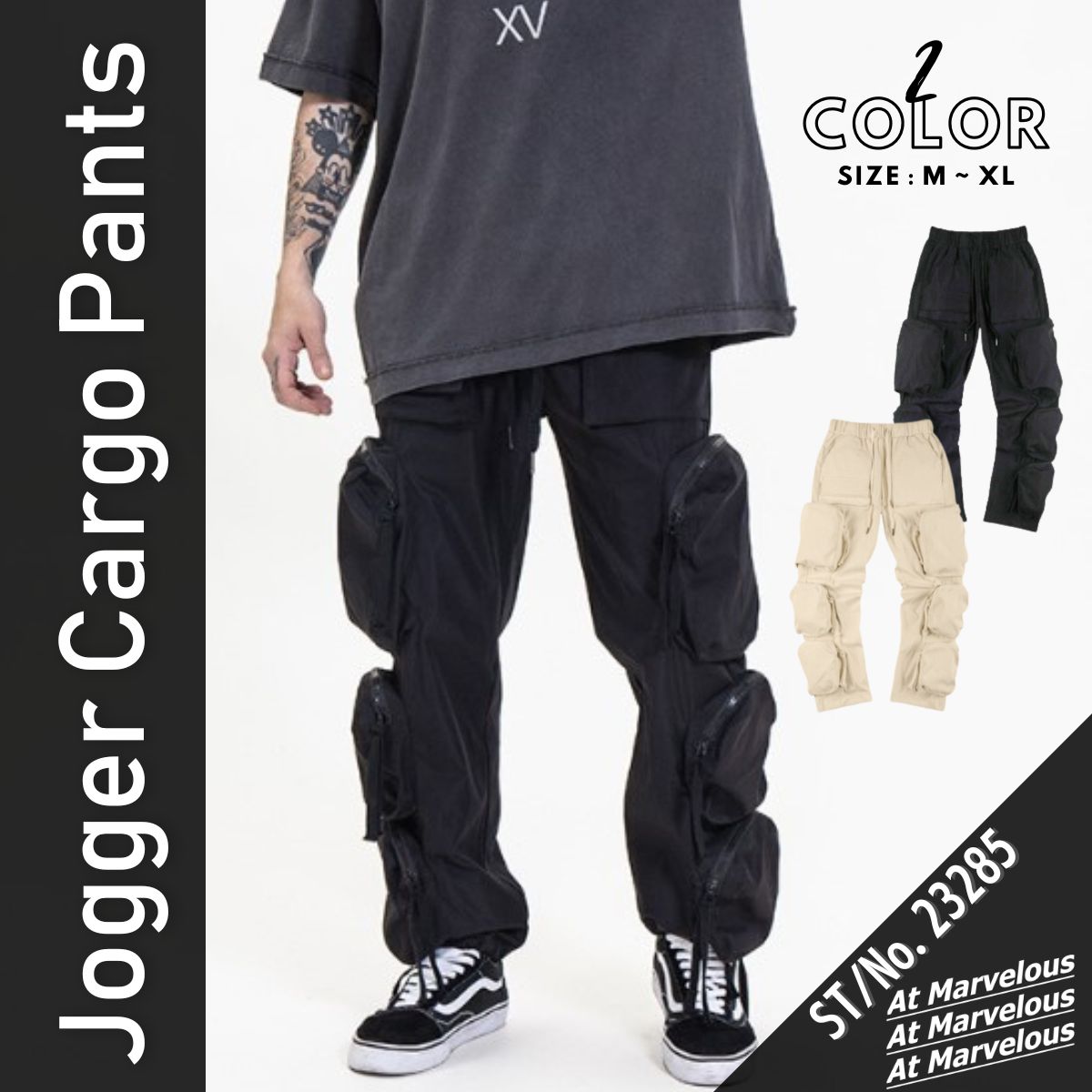 At Marvelous Pants, Long Pants, Pockets, Wide, Loose, Relaxed, Tapered, Cargo Pants, Street, B-boy, Dance, Hip Hop, Work Pants, Joggers