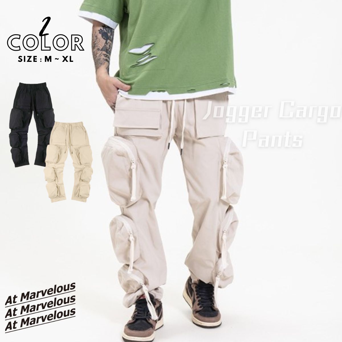 At Marvelous Pants, Long Pants, Pockets, Wide, Loose, Relaxed, Tapered, Cargo Pants, Street, B-boy, Dance, Hip Hop, Work Pants, Joggers
