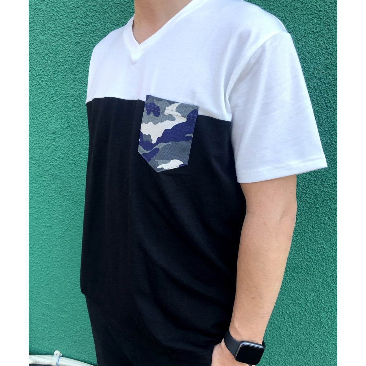 At Marvelous Chest Pocket T-Shirt for Men, Camouflage, Camo, Color Scheme, Pocket T-Shirt, Short Sleeve, Top, Chest Pocket, Military, Street, Simple, Casual