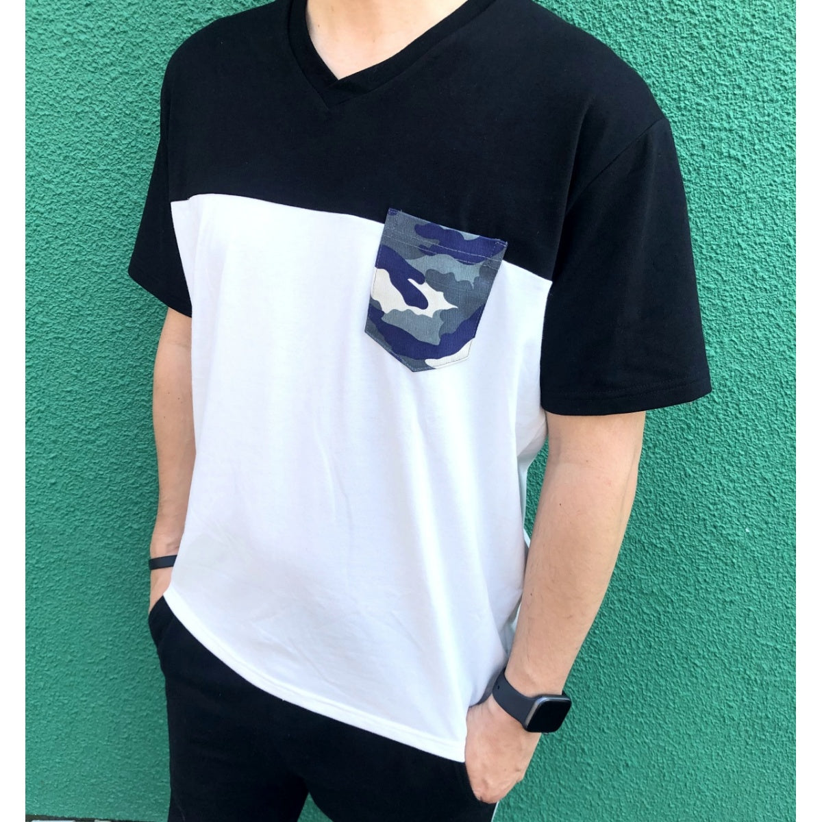 At Marvelous Chest Pocket T-Shirt for Men, Camouflage, Camo, Color Scheme, Pocket T-Shirt, Short Sleeve, Top, Chest Pocket, Military, Street, Simple, Casual