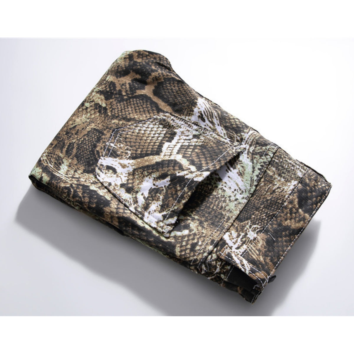 At Marvelous Python Print Long Pants, Men's Pants, Trousers, Bottoms, Rock, Punk, Street, Chino Pants, Straight Bottoms, Long Pants