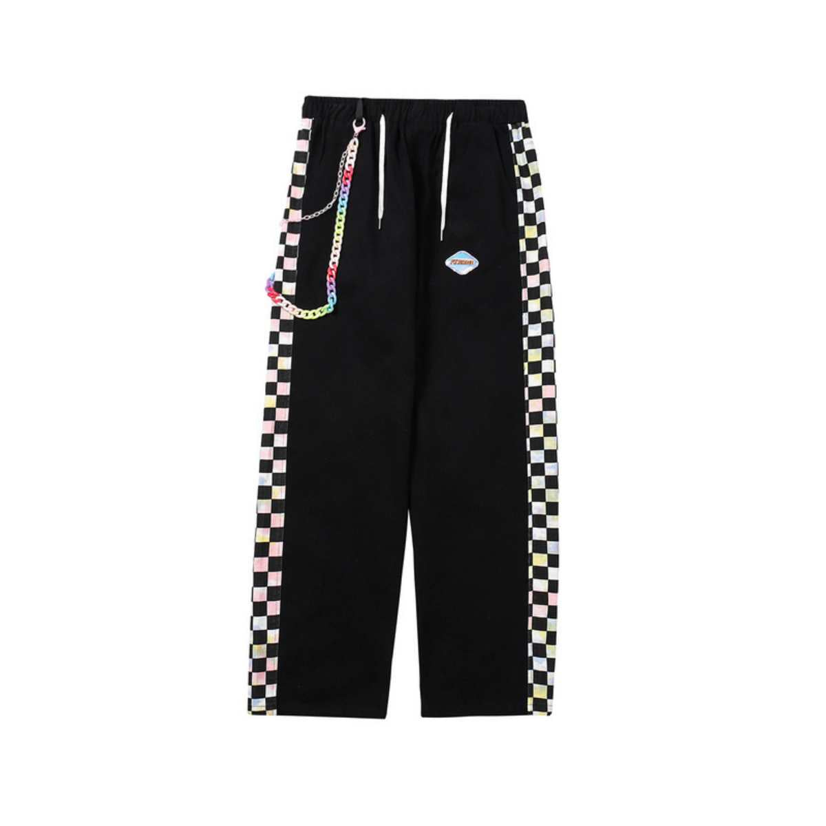 At Marvelous Checkered Line Long Pants for Men, Checkered Flag, Street Style, Elastic Waist, Street Fashion, Chef Pants, Trousers, Long Pants