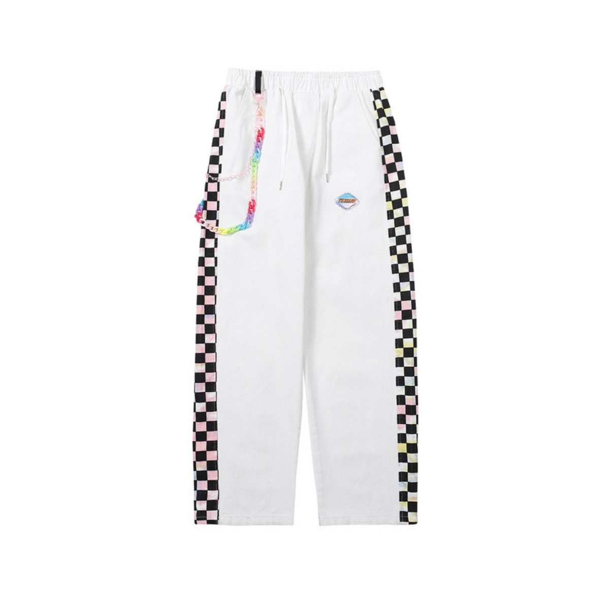 At Marvelous Checkered Line Long Pants for Men, Checkered Flag, Street Style, Elastic Waist, Street Fashion, Chef Pants, Trousers, Long Pants