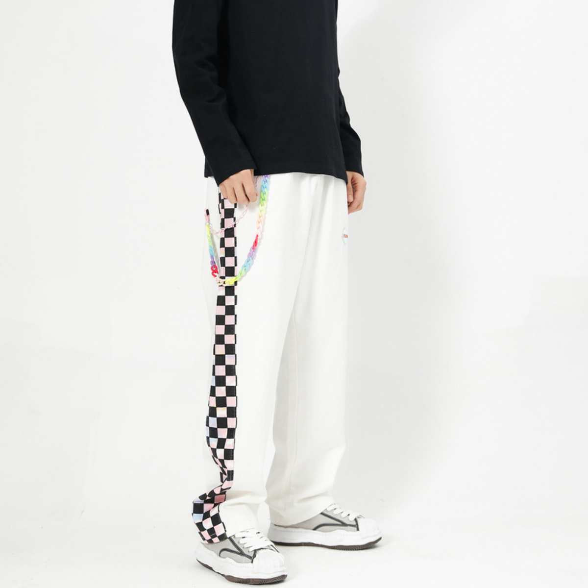 At Marvelous Checkered Line Long Pants for Men, Checkered Flag, Street Style, Elastic Waist, Street Fashion, Chef Pants, Trousers, Long Pants