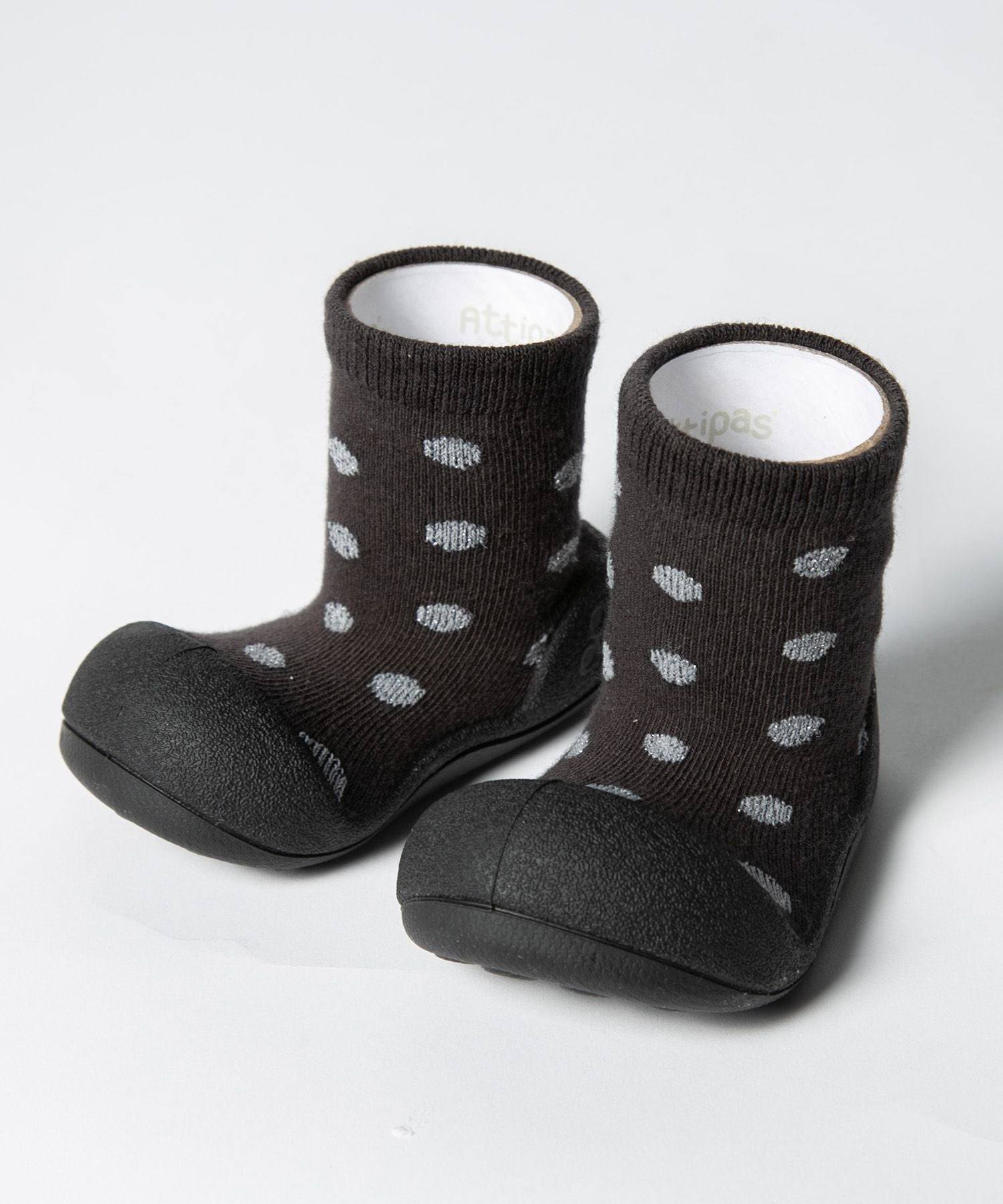 アティパス Attipas アティパス ATTIPAS DOT DOT ベビーシューズ キッズ ソックスシューズ ドットドット 出産祝い ファーストシューズ 靴 プレゼント ギフト 赤ちゃん お祝い トレーニ （スパークルブラック） スパークルブラック