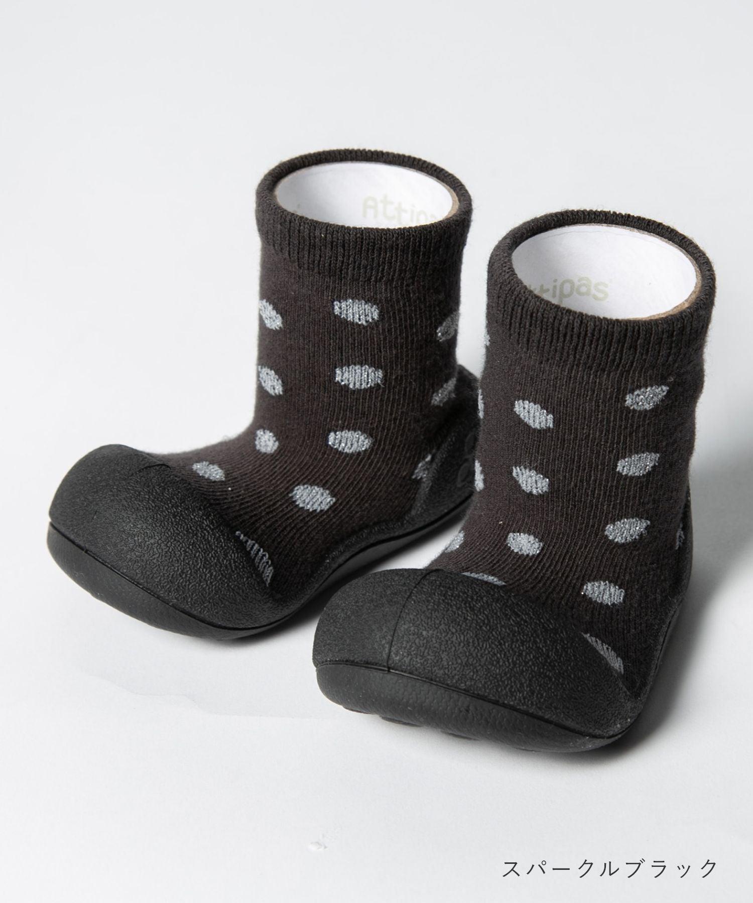 アティパス Attipas アティパス ATTIPAS DOT DOT ベビーシューズ キッズ ソックスシューズ ドットドット 出産祝い ファーストシューズ 靴 プレゼント ギフト 赤ちゃん お祝い トレーニ （スパークルブラック） スパークルブラック