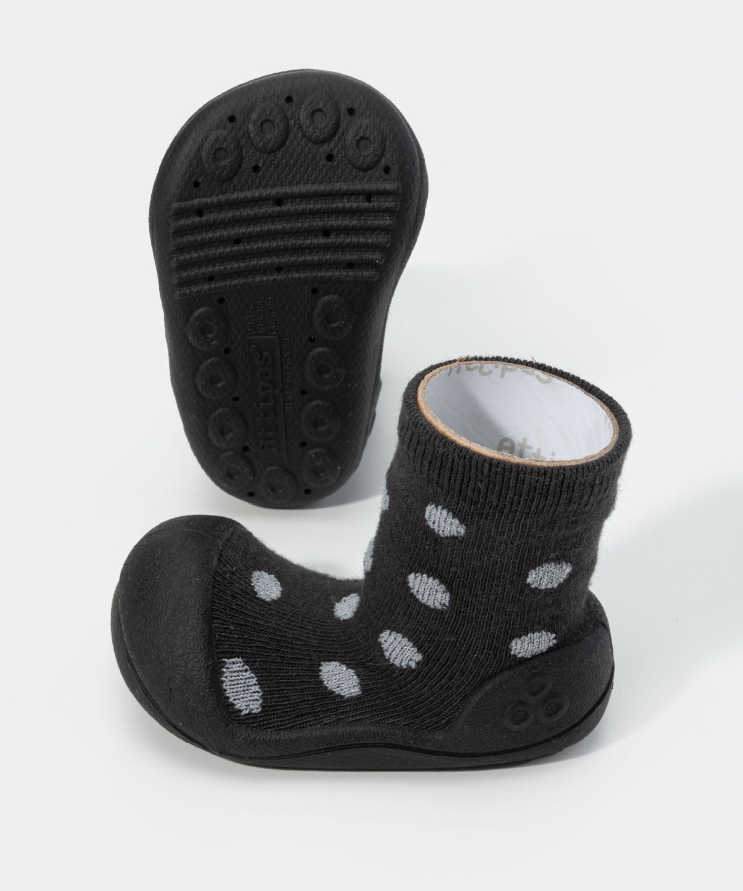 アティパス Attipas アティパス ATTIPAS DOT DOT ベビーシューズ キッズ ソックスシューズ ドットドット 出産祝い ファーストシューズ 靴 プレゼント ギフト 赤ちゃん お祝い トレーニ （スパークルブラック） スパークルブラック