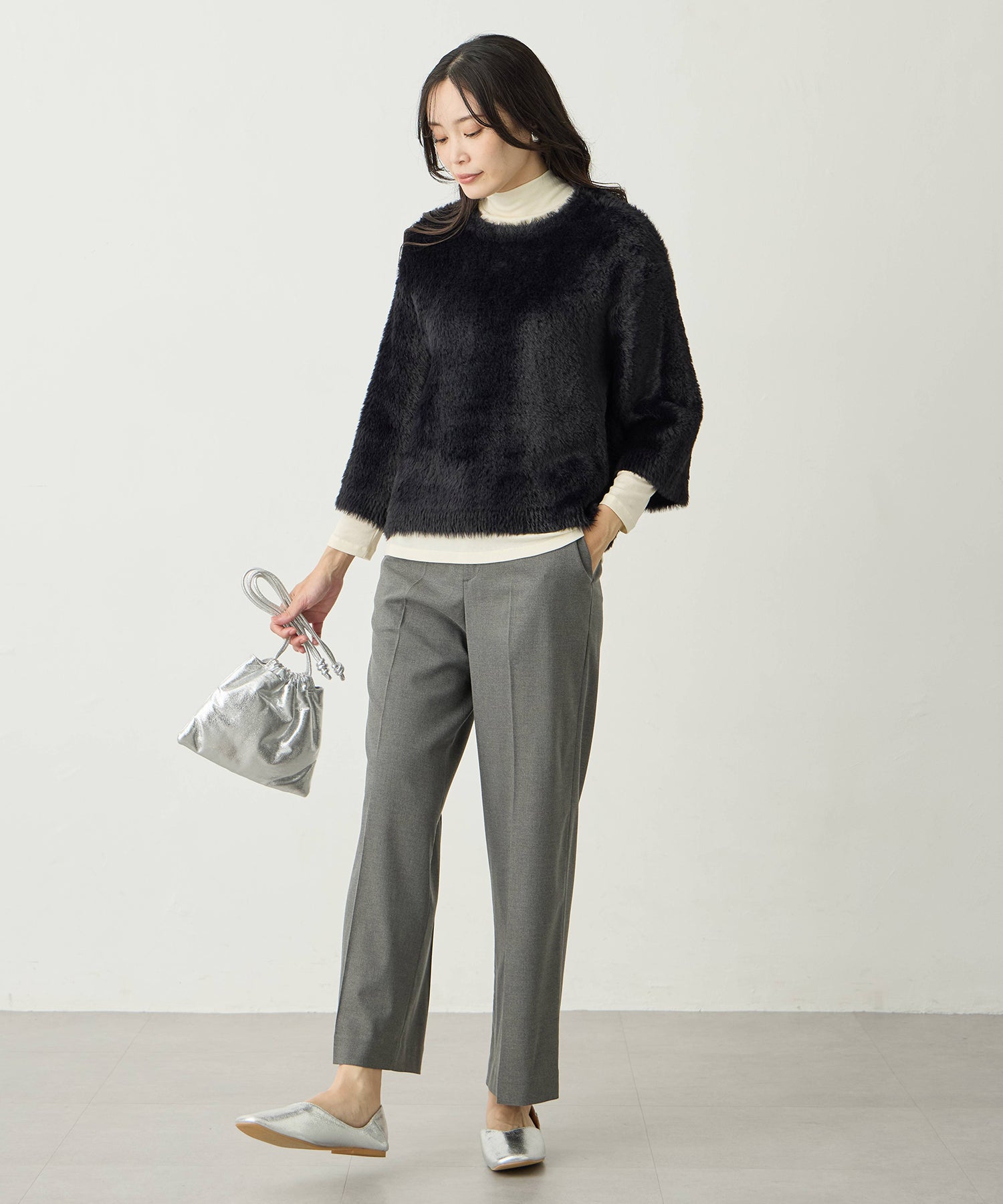 A.C DESIGN BY ALPHA CUBIC FUR KNIT PULLOVER
