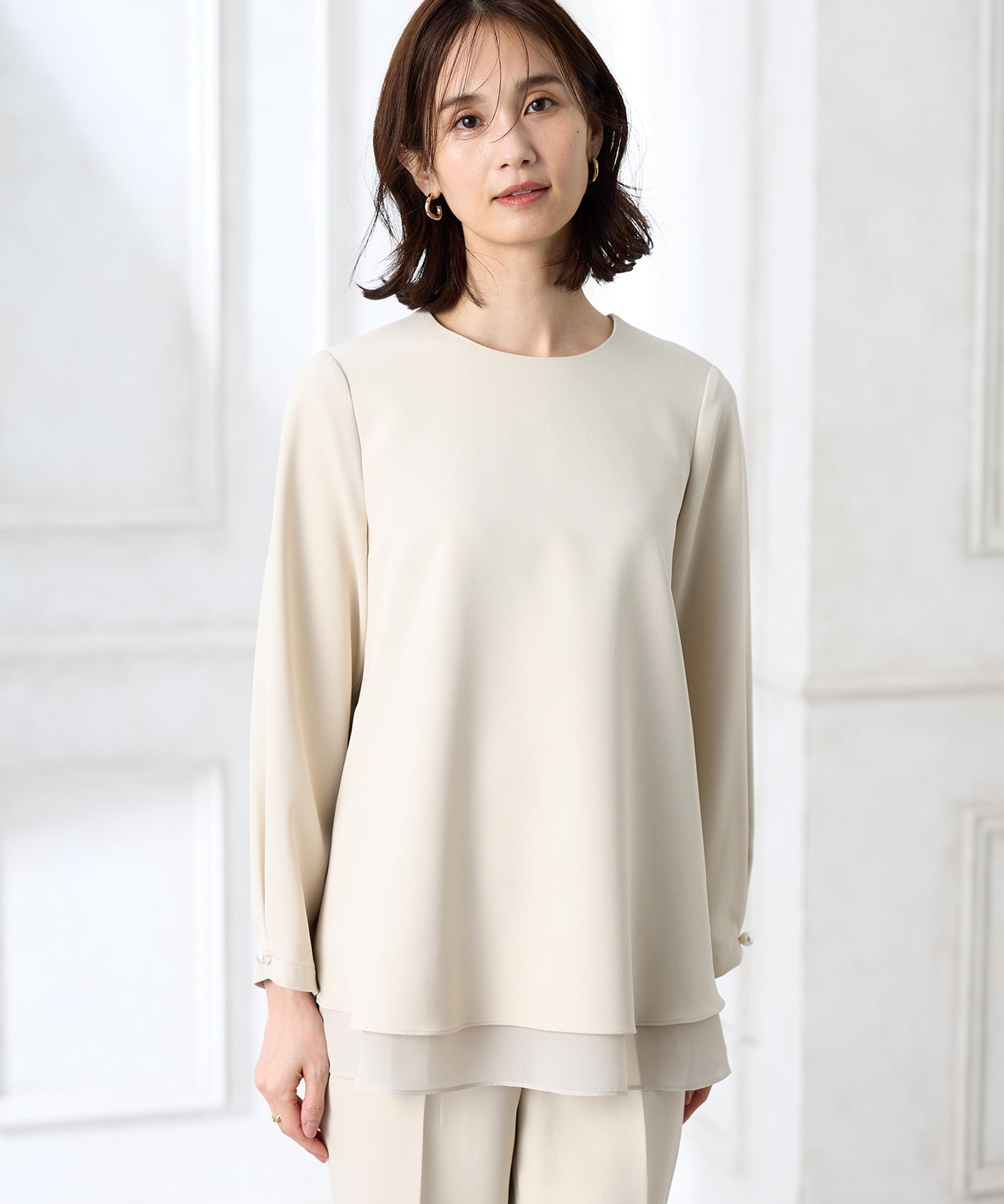 エーシーデザインバイアルファキュービック A/C DESIGN BY ALPHA CUBIC シフォンレイヤードブラウス【セットアップ対応】 （ネイビー） ネイビー