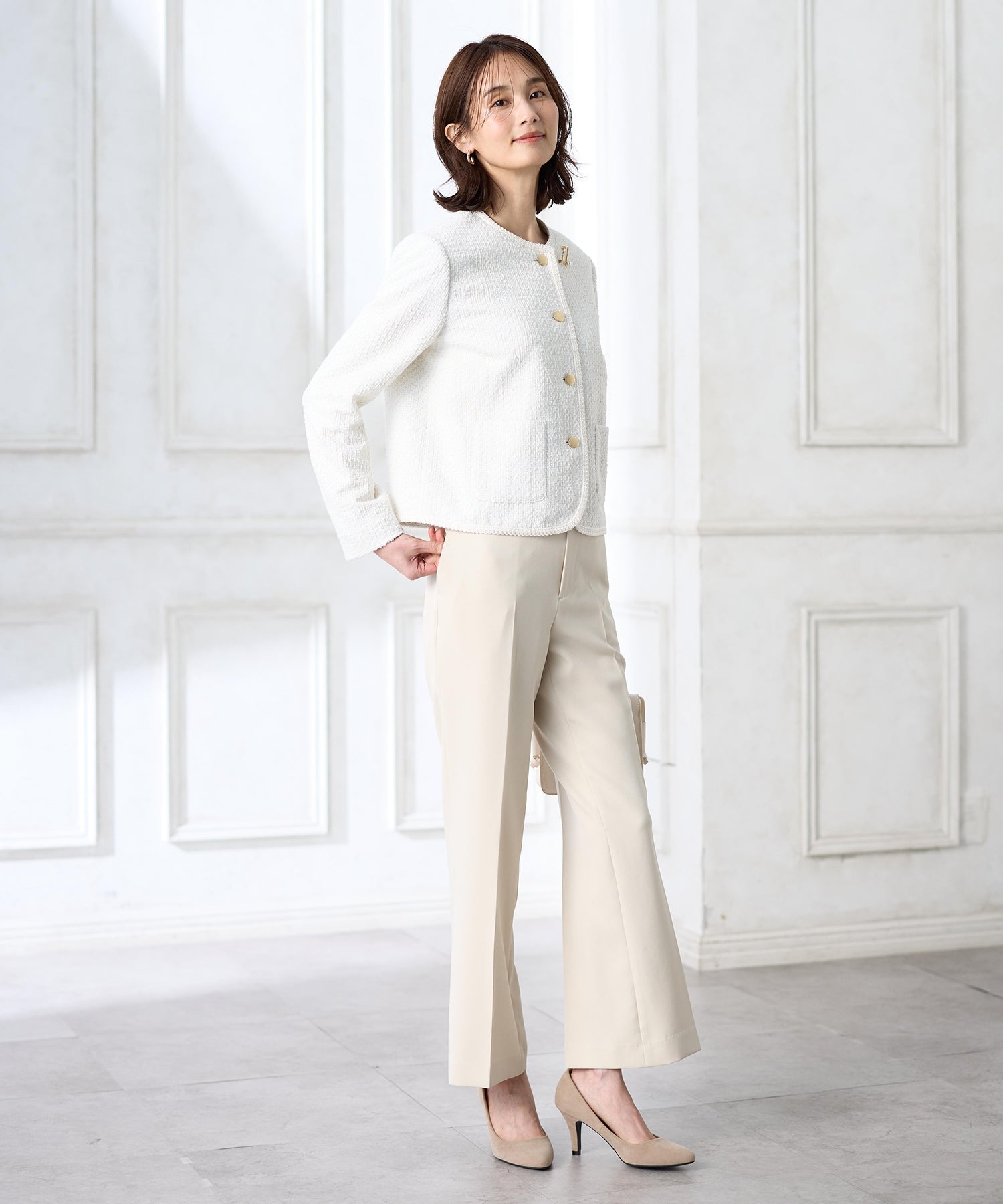 エーシーデザインバイアルファキュービック A/C DESIGN BY ALPHA CUBIC ツイードジャケット （オフホワイト） オフホワイト