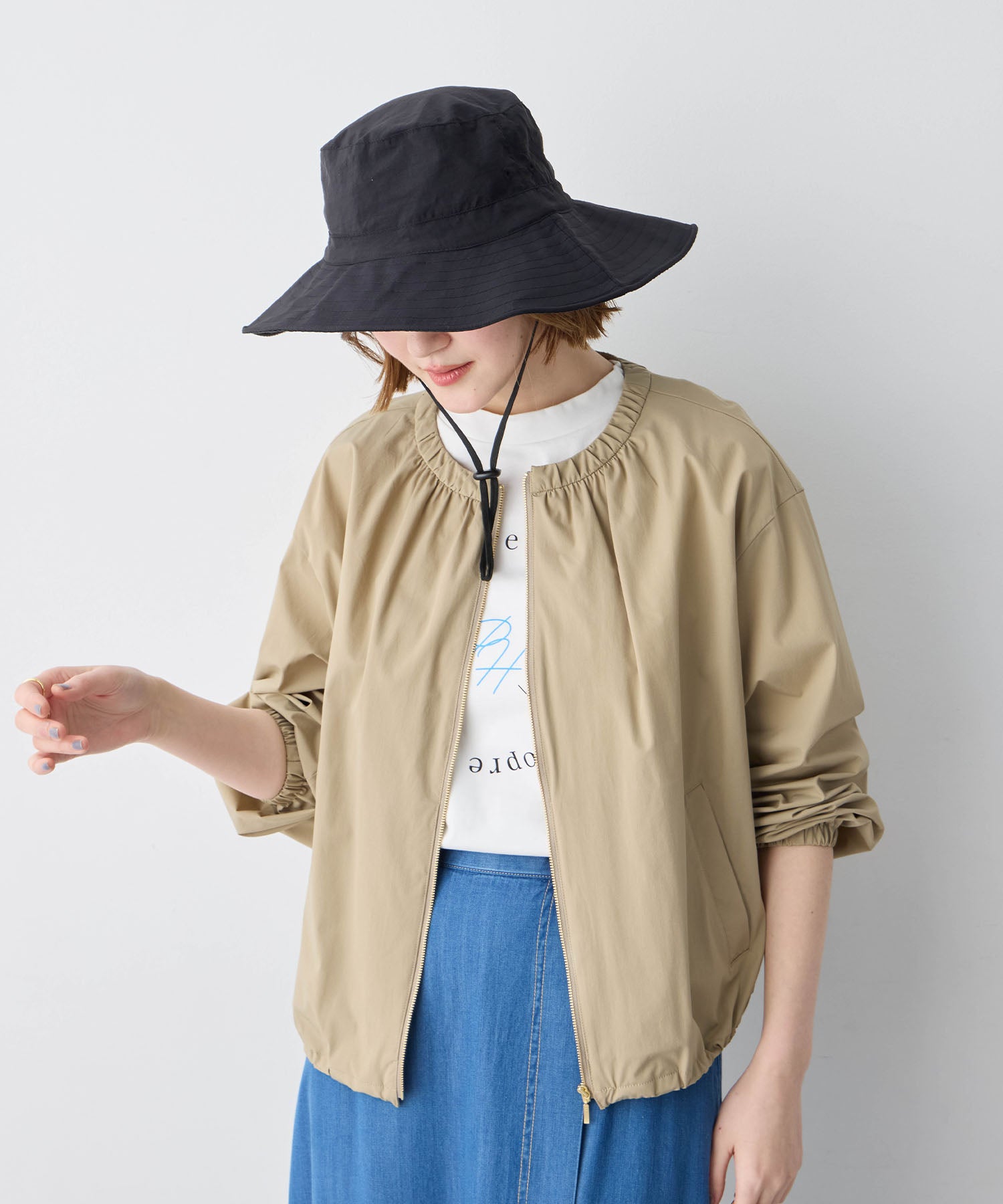 エーシーデザインバイアルファキュービック A/C DESIGN BY ALPHA CUBIC 【Wpc.】UVカット接触冷感つば広サファリハット【帽子 ハット つば部分 完全遮光100％＆完全UVカット100％生地 UPF50+ あご紐付き 調整可能 撥 （ブラック） ブラック