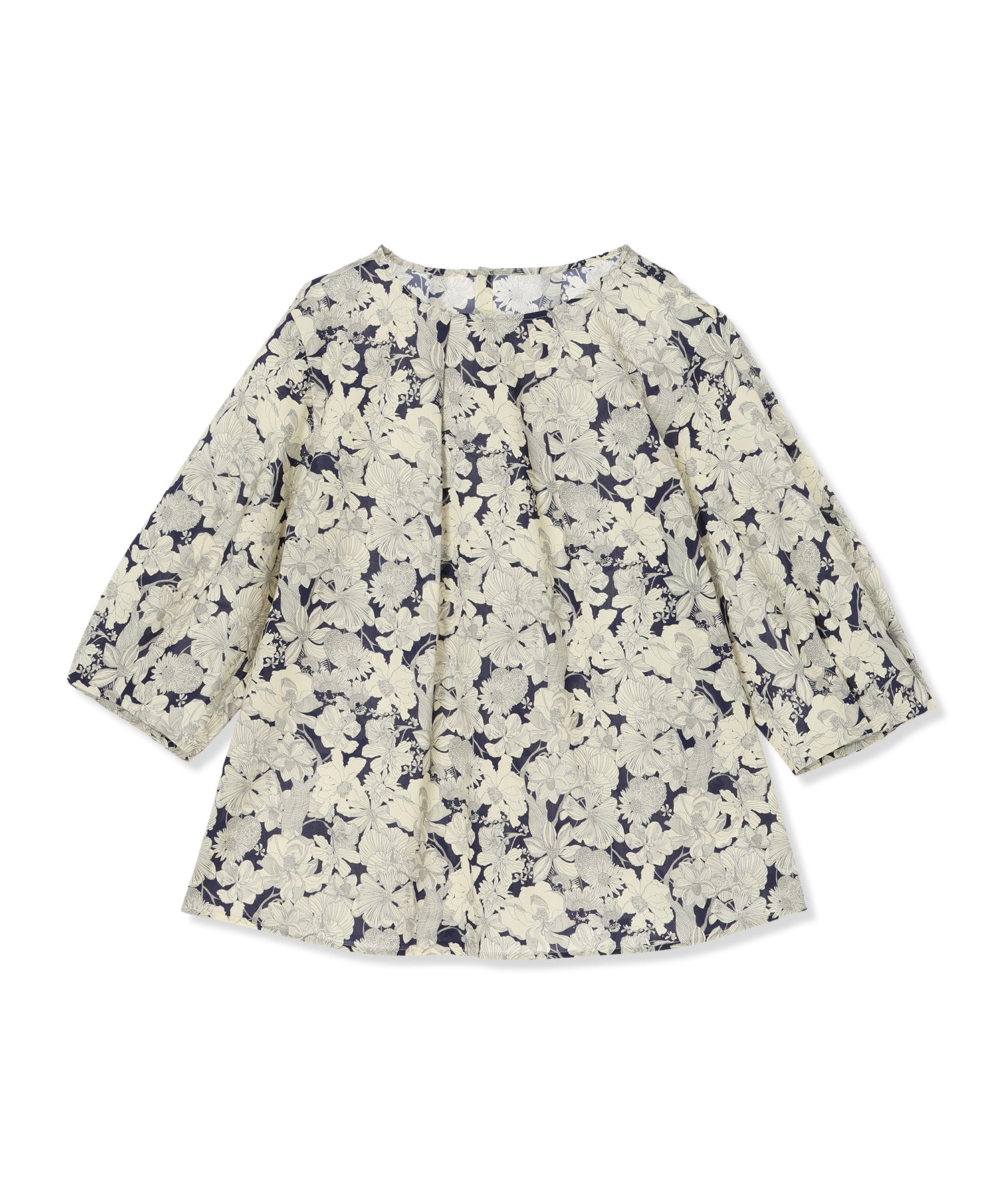 エーシーデザインバイアルファキュービック A/C DESIGN BY ALPHA CUBIC 【Liberty】リバティプリントタックスリーブブラウス （ネイビー） ネイビー