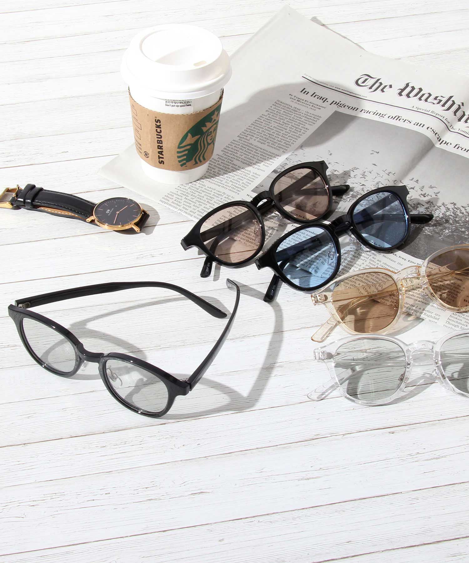A.M.S.select 99% UV Cut Self Frame Wellington with Nose Pads / Sunglasses / Clear Frame
