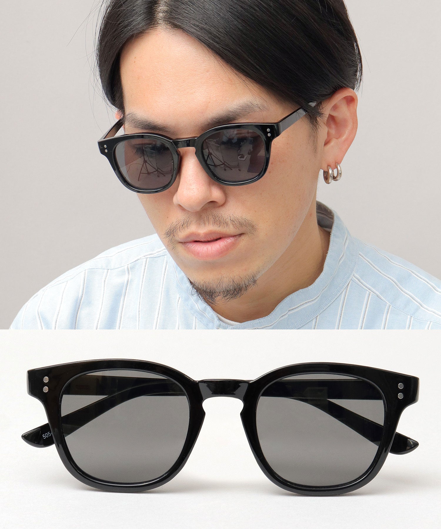 A.M.S.select Self Frame Wellington Sunglasses / Large Size / Studs / 99% UV Cut