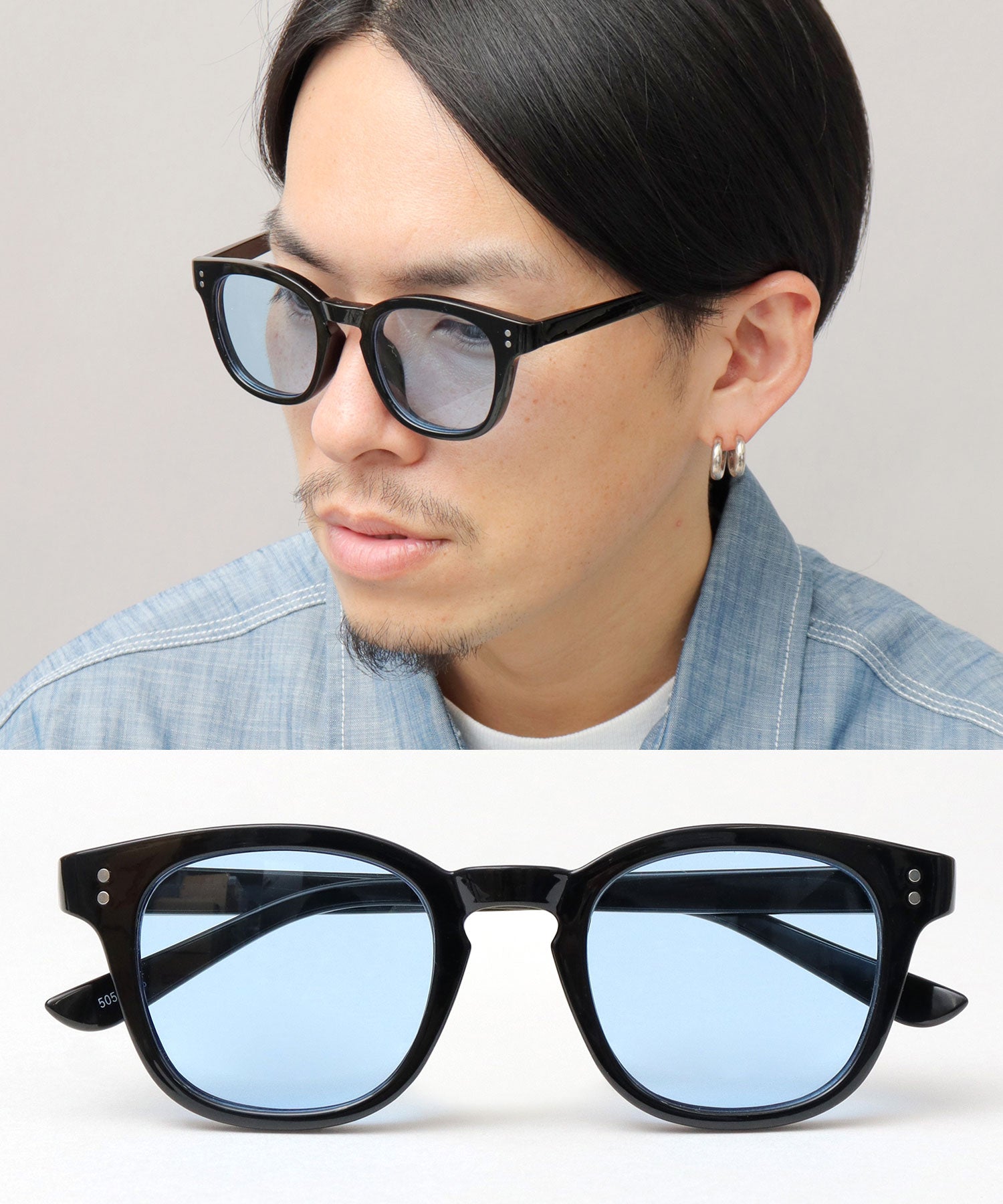 A.M.S.select Self Frame Wellington Sunglasses / Large Size / Studs / 99% UV Cut